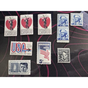 US Stamps Vintage Lot New Kennedy Lincoln Washington Jefferson